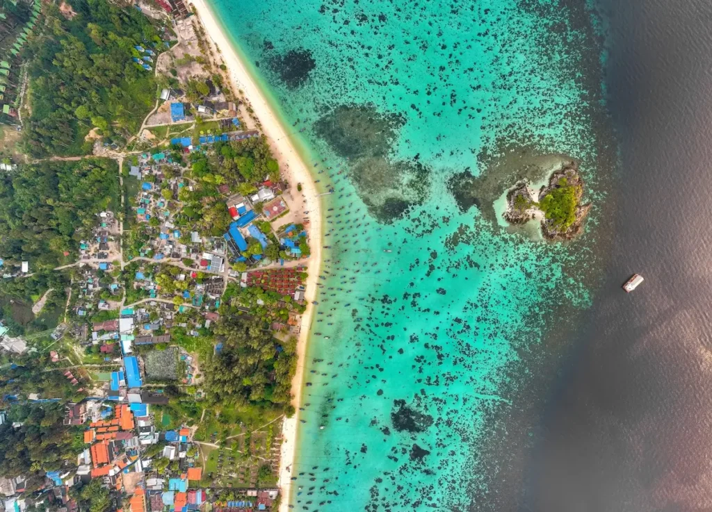 Aerial shot of Sunrise Beach Koh Lipe Thailand